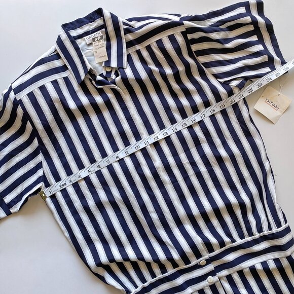 Vintage Retro 1980s DATIANI Navy & White Vertical Stripe Dress Size 12 *NWT - Picture 5 of 14